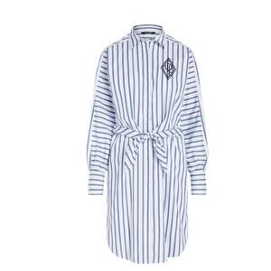 Lauren Ralph Lauren Striped Shirt Dress Blue White Collared Belted Size 8